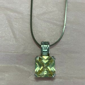 Stunning Lemon Quartz Sterling Silver Stamped 925 Pendant and Silver Tone Chain